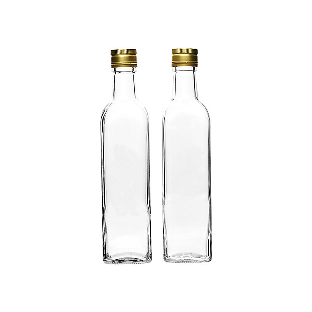 Consol Oil and Vinegar Bottle 500ml with Gold Lid Square 2pack 60358