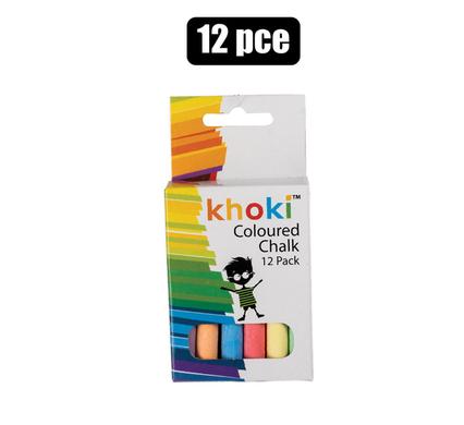 Khoki Coloured Chalk Assorted 12pcs