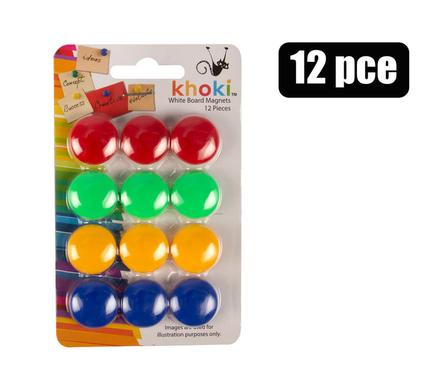 Khoki Whiteboard Magnets 12pack 3x4 Colors