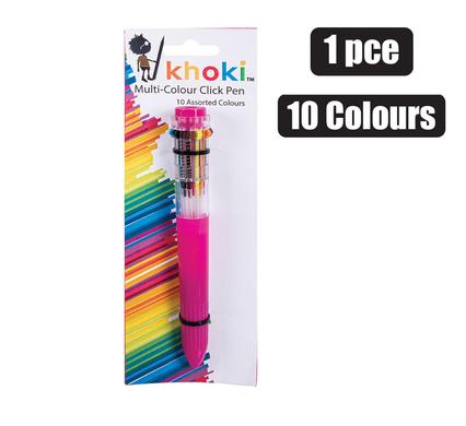 Khoki Multicolor Click Pen 10-Colours