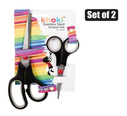 Khoki Scissors with Plastic Handle 21cm & 14cm 2pack