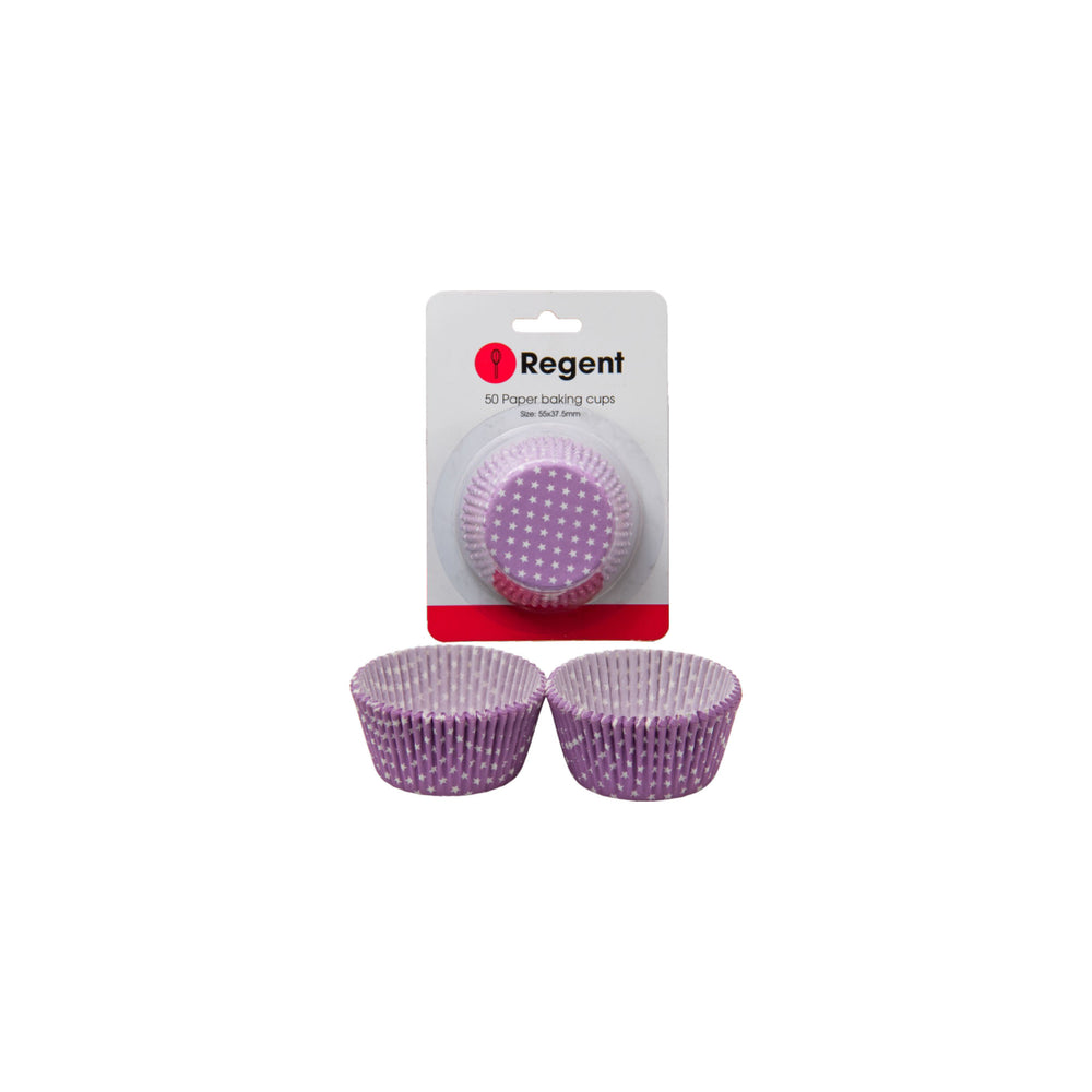 Regent Cake Cups 55x37.5mm Lilac with White Star 50 Pack 71404