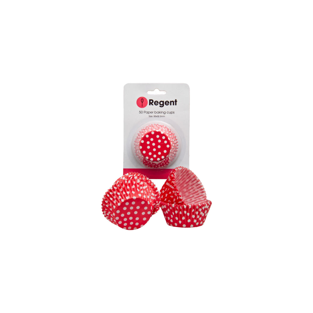 Regent Cake Cups 50mmx32.5mm Red with White Dots 50 Pack 71470