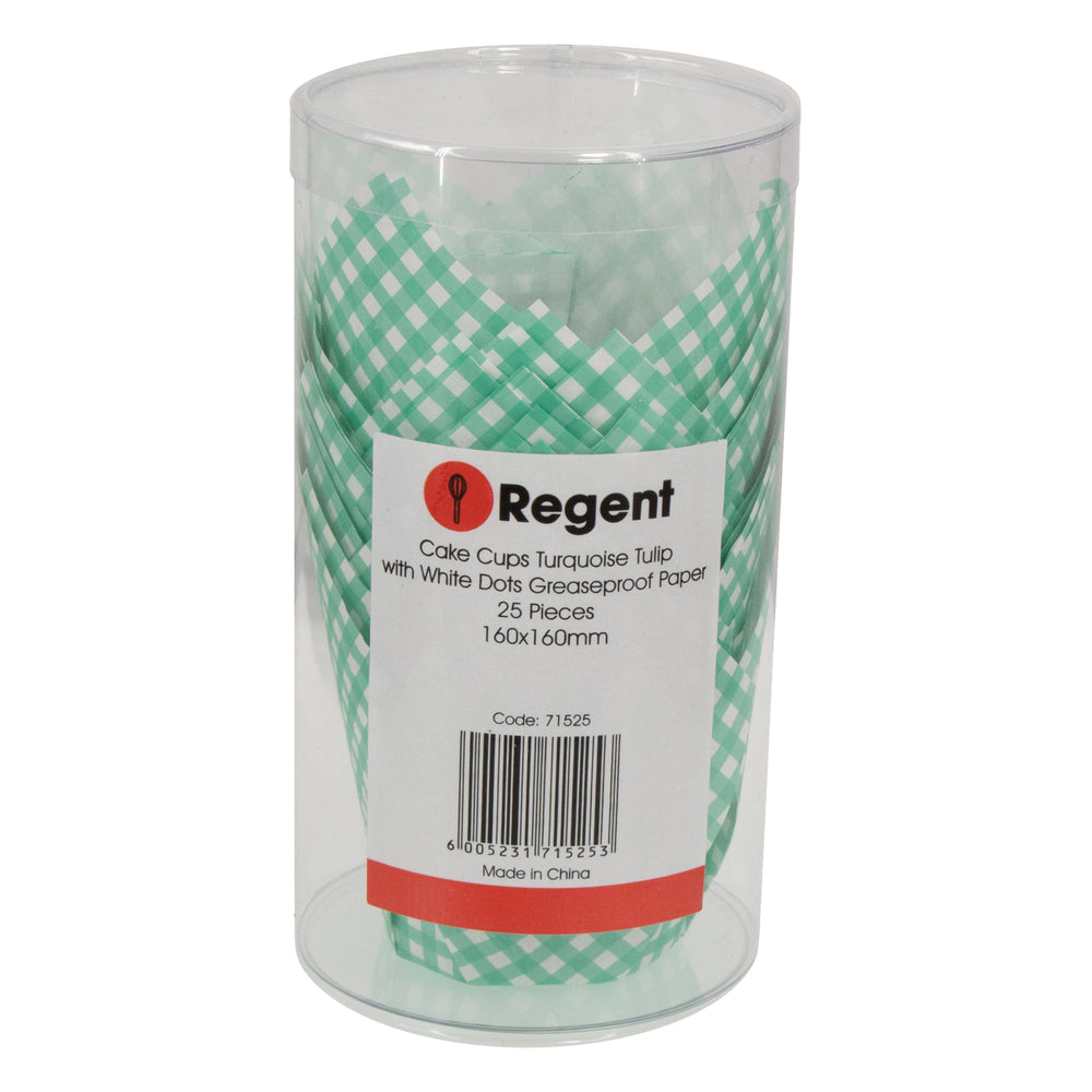 Regent Paper Cupcake Liners Turquoise Tulip with White Dots Greasproof Paper 25pcs 71525