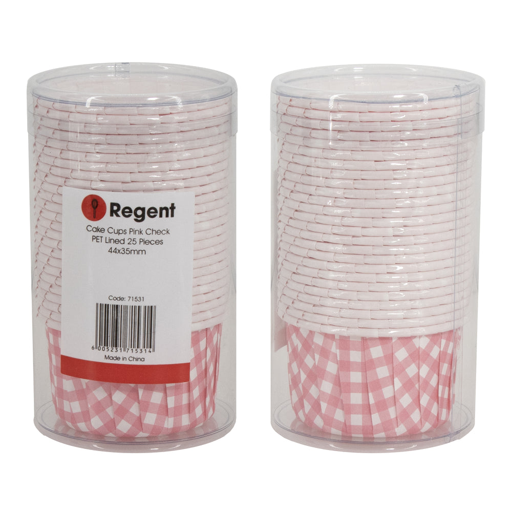 Regent Cake Cups Pink Checks Pet Line 25pcs 71531