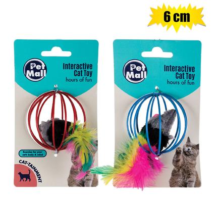 Pet Cat Toy Mouse In Cage 6cm each