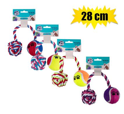 Pet Mall Dog Toy On Rope Assorted 28cm