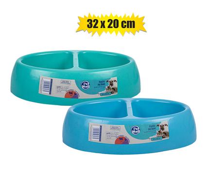 Pet Mall Dog/Cat Plastic Bowl Double 32x20cm each