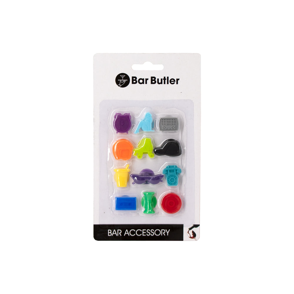Bar Butler Wine Glass Silicone Coloured Markers 12Pcs Set