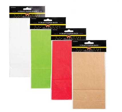 Kraft Paper Gift Bag PPP Packet Medium 13x24cm 3pack