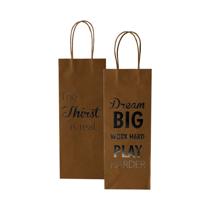 Gift Bottle Paper Bag English Wording 12x33cm 1pc