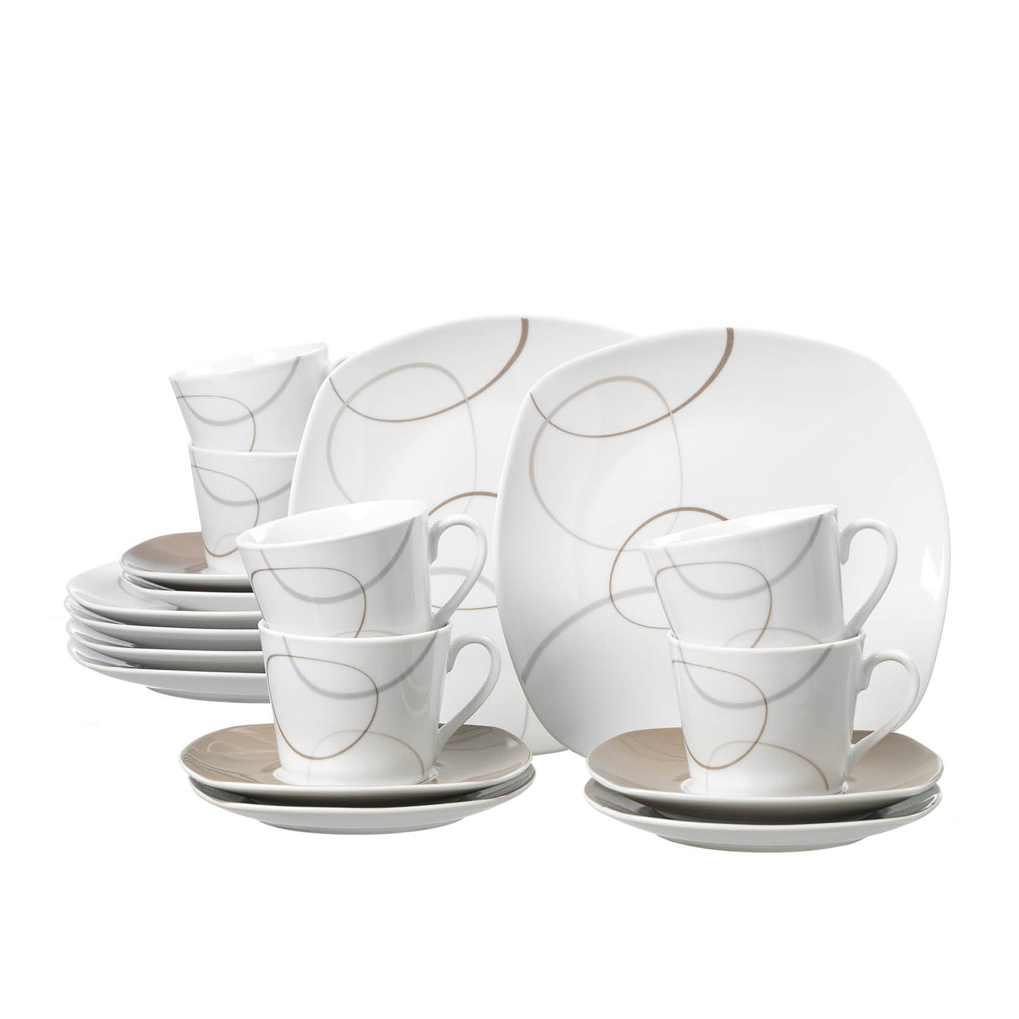 Ceramic Dinner Set Black & White 18pc