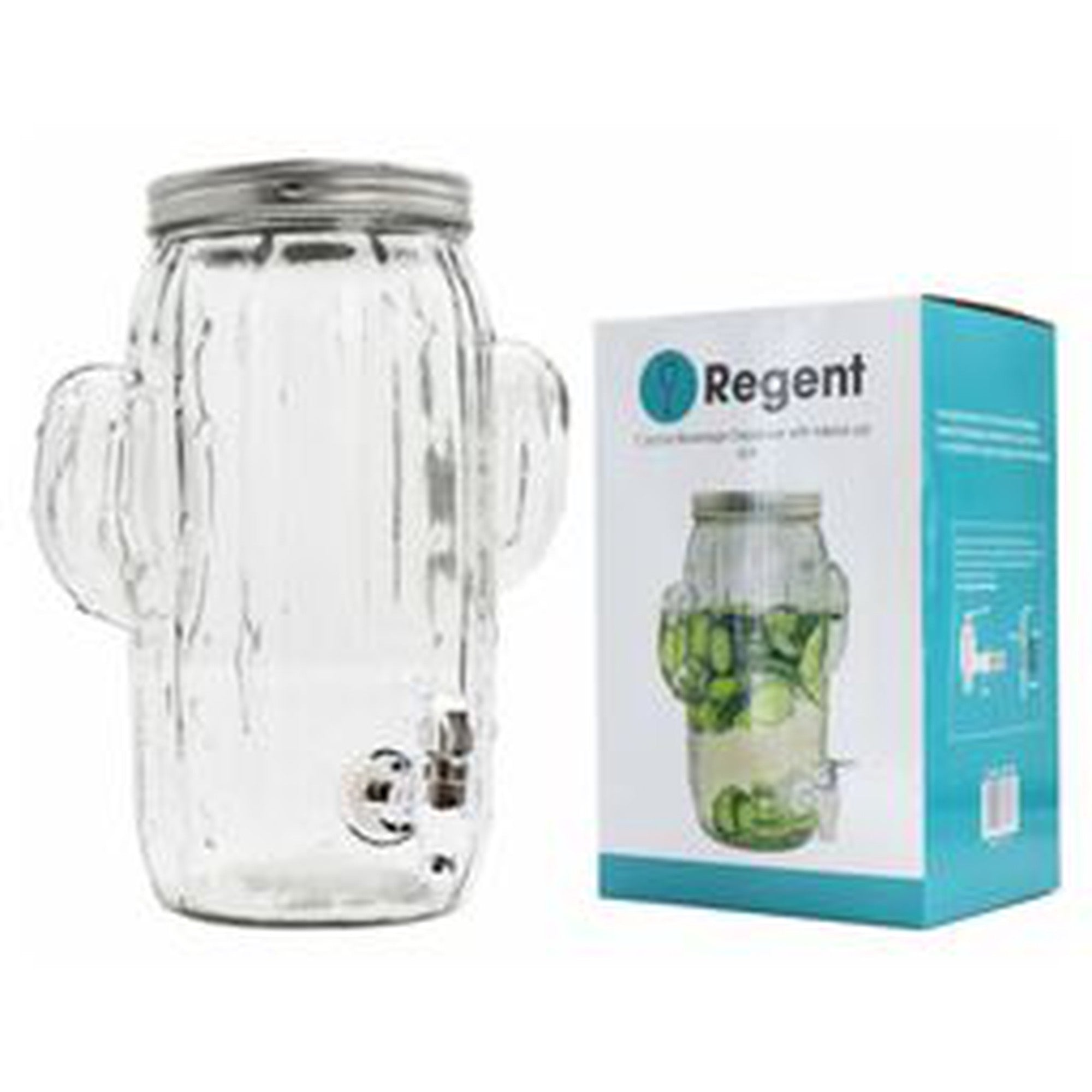 Beverage Dispenser 4L Glass Cactus 26123p