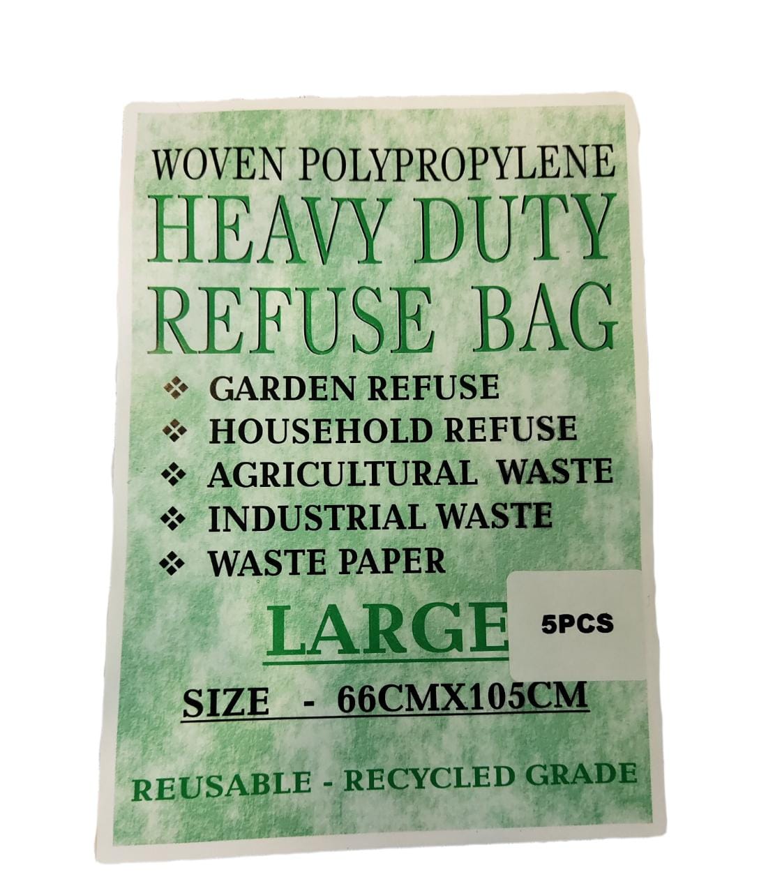 Garden Waste Refuse Bags Woven PP  66x105cm 5pack