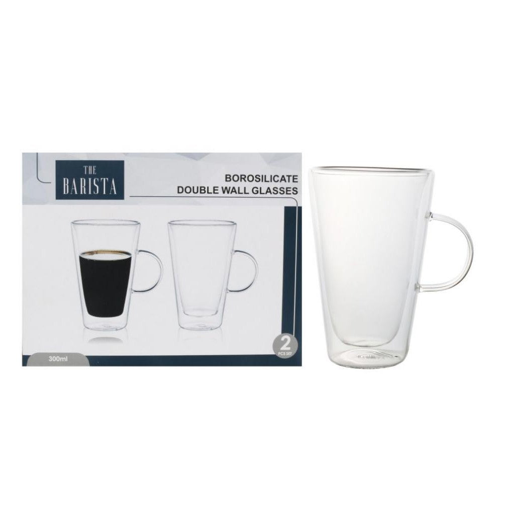 Barista Borosilicate Double Wall Café Latte Mug 300ml 2pc 10251