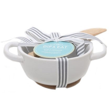 Ciroa Dip N Eat Bowl/spread Rnd White/sage 10460/10462