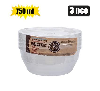Time Savers 750ml Round Disposable Food Container Micro Freeze 3pack