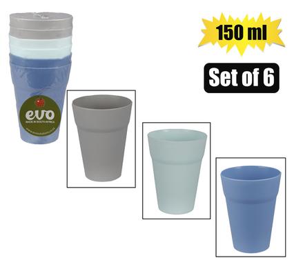 150ml Reusable Picnic Plastic Tumbler Pastel Assorted 6pack