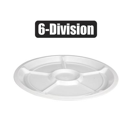 Serving Platter Plastic 6 Division White