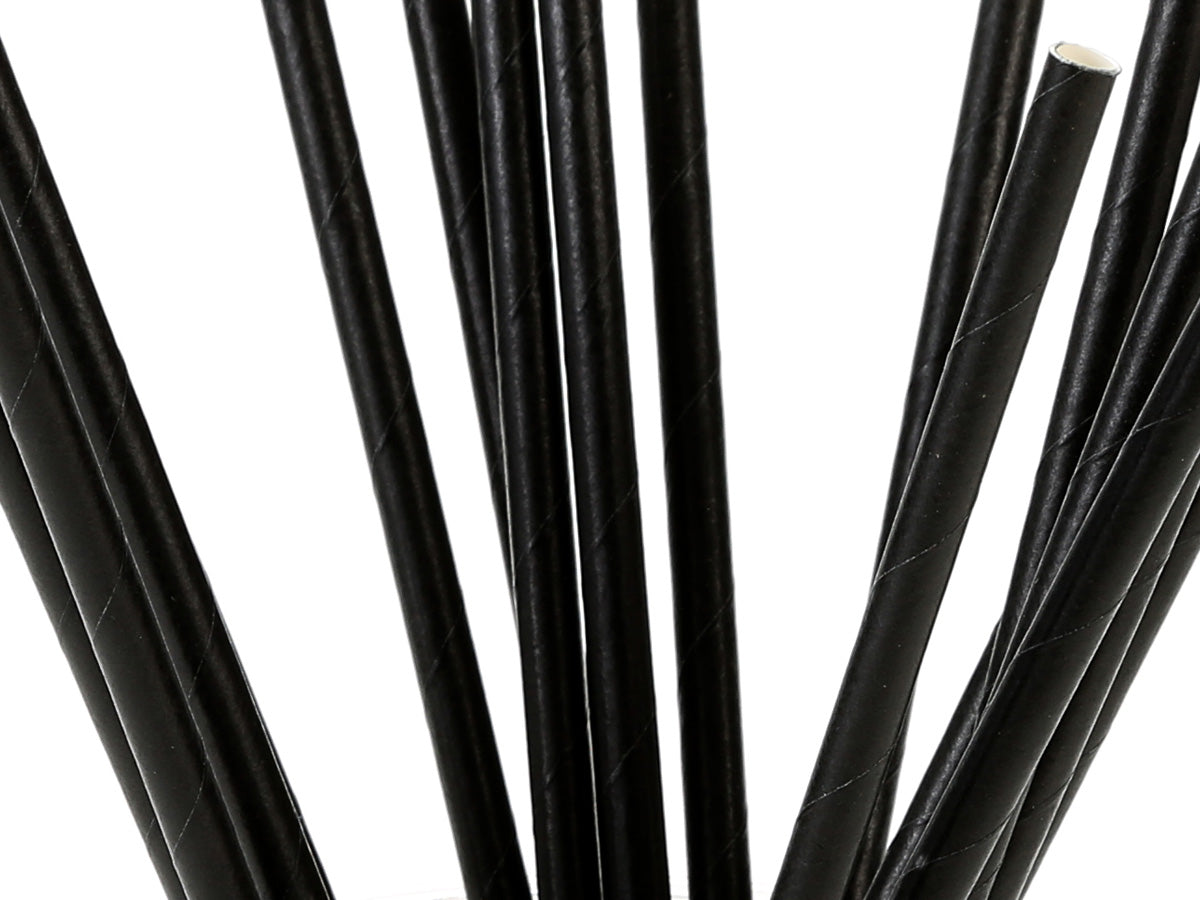 Paper Straws Plain Black 6mm 100pack