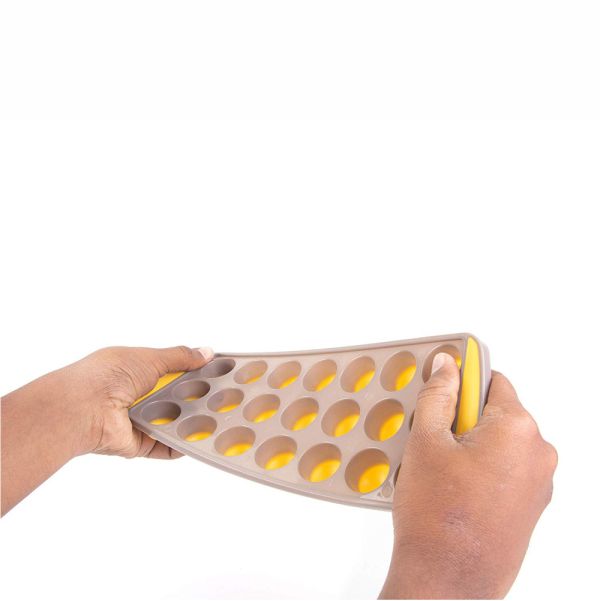 Easy Push Premium Pop-Up Ice Cube Tray Yellow 21-Grid