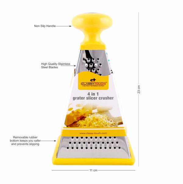 Unique 4 in 1 Grater Slicer Stainless Steel 9Inch