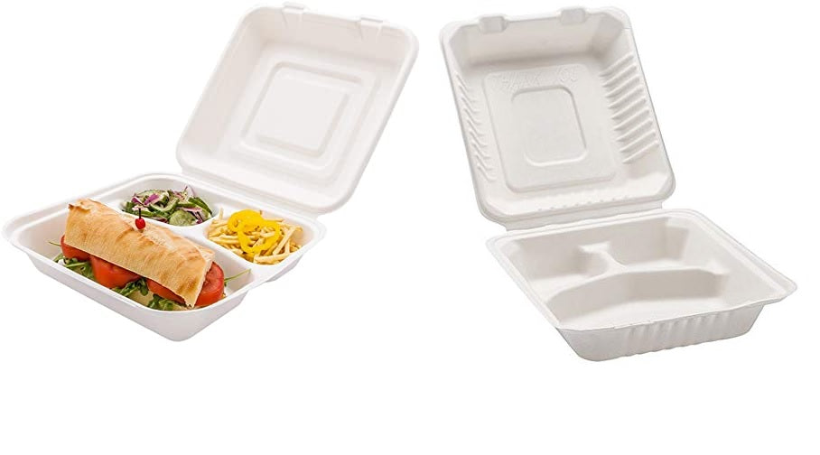 Bio Lunchbox 3 Compartment Takeaway Clamshell 9inch