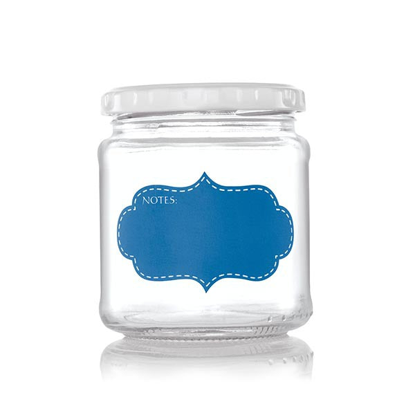 Consol 291ml Glass Jar Assorted Colour Notes White Lid