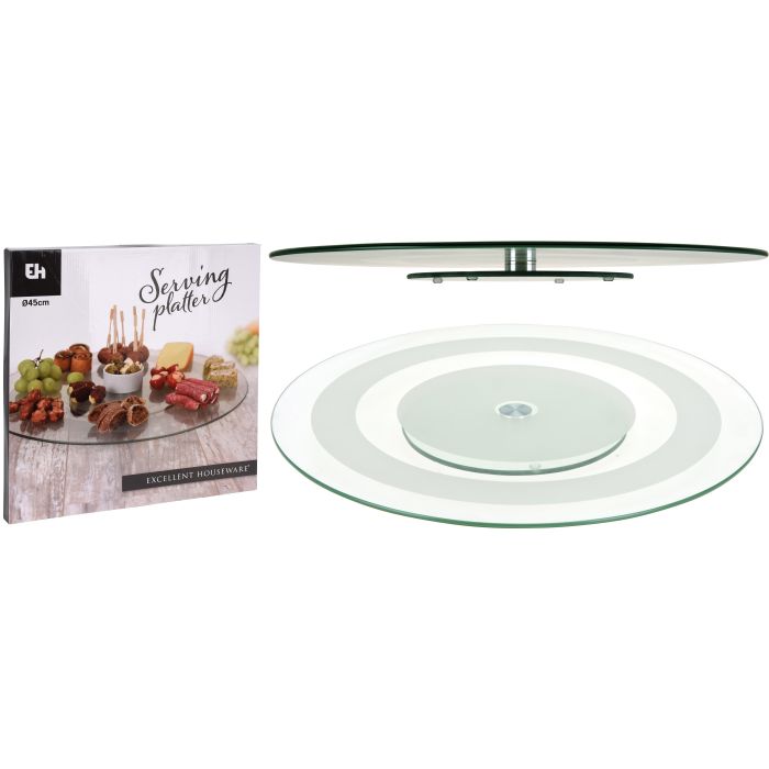 Lazy Susan 30cm Tempered Glass Revolving Patisserie Cake Server Stand 12463