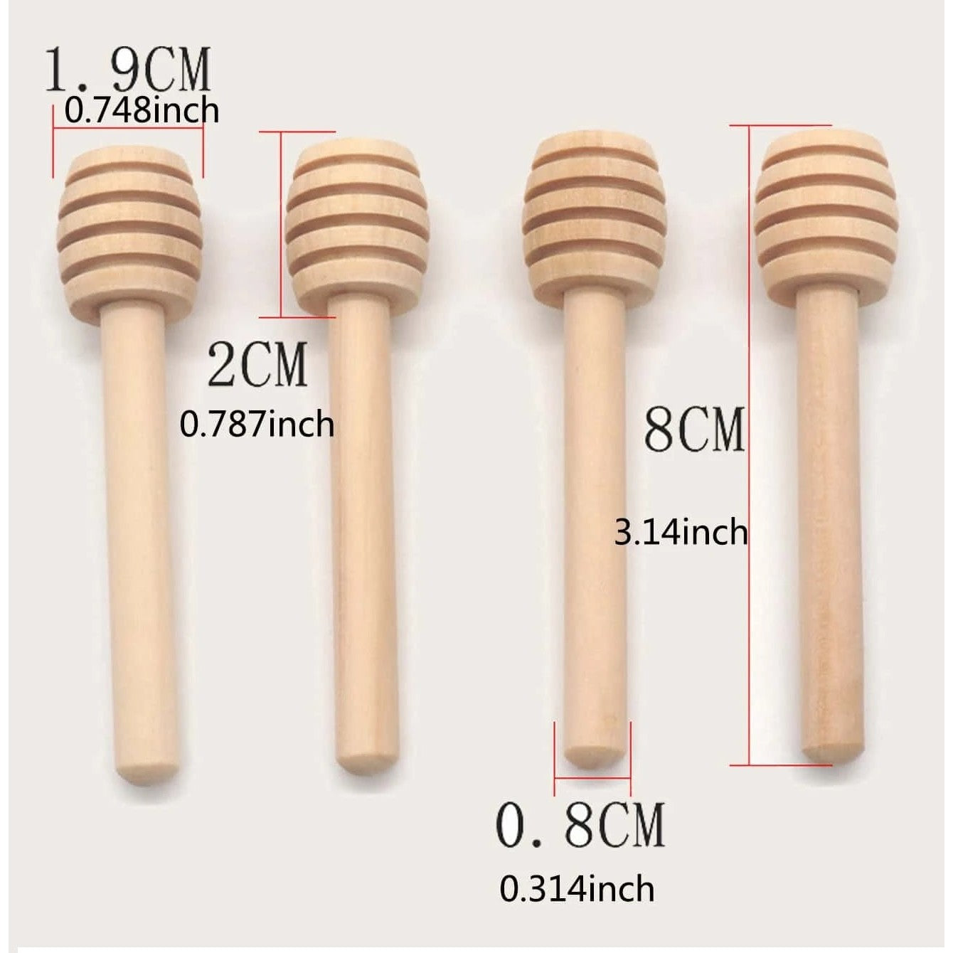 Wooden Honey Dipper Sticks 8cm 10pack