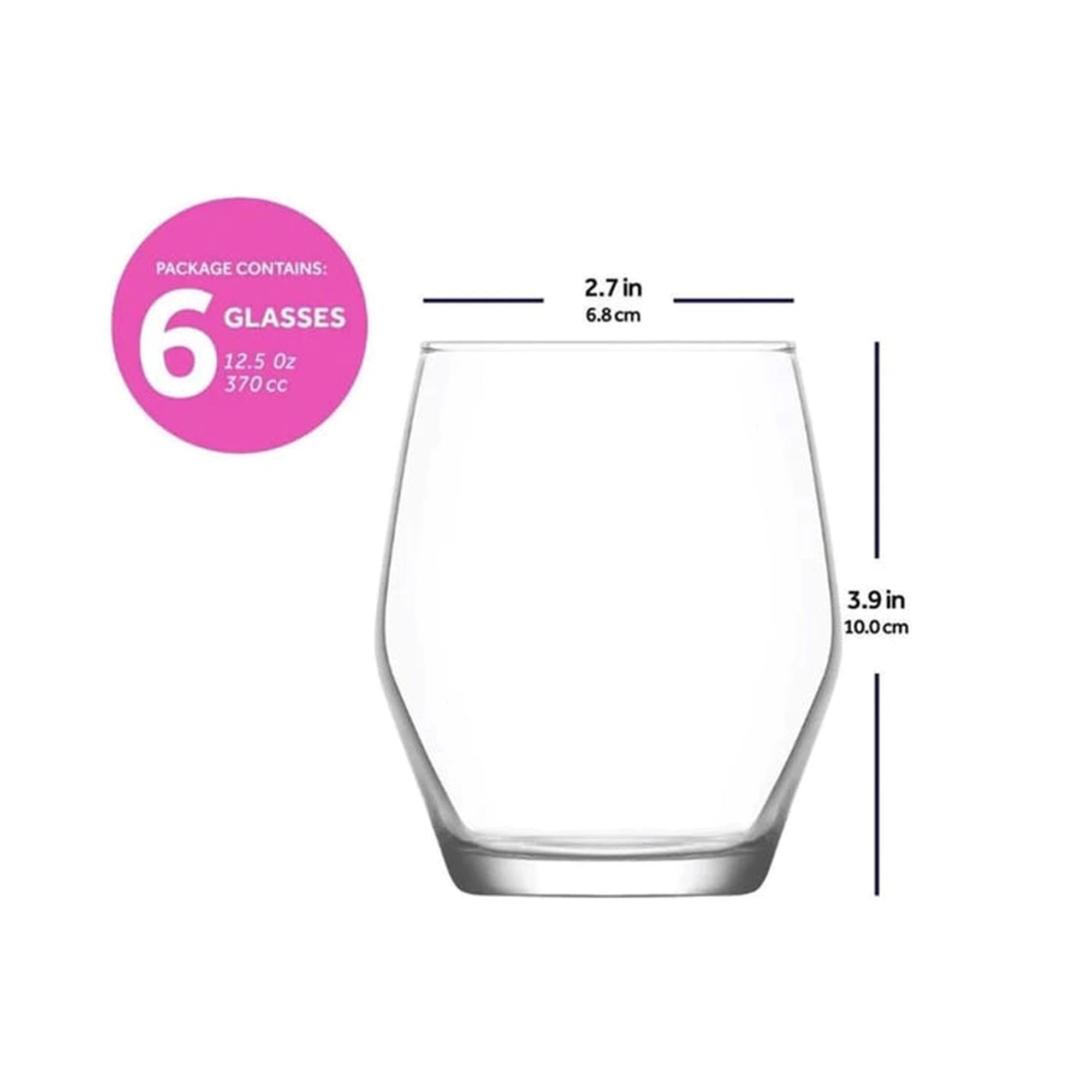 LAV Ella Glass Tumbler 370ml Whisky 6pack SGN1337