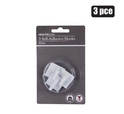 Plastic Hook Adhesive Square 3pack