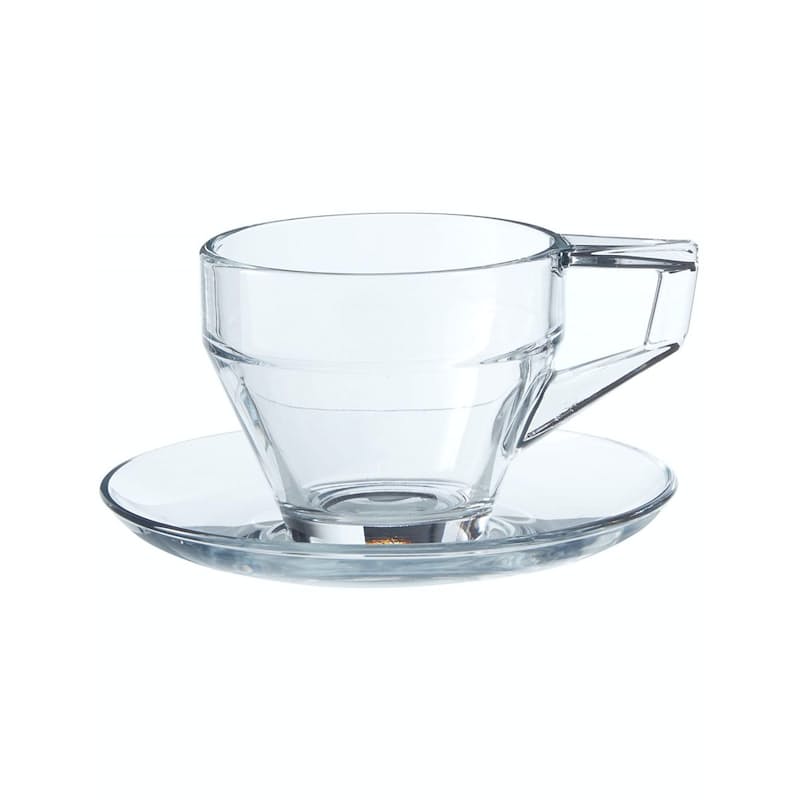 Pasabahce Shiny Glass Tea Cup and Saucer 6Pcs Set with Box 23795