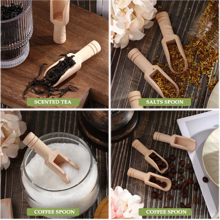 Wooden Mini Scoop Spoon Bath Salt 9x1cm 5pack