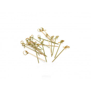 Knotted Bamboo Skewers 90mm Green 100Pcs Bam-KS/S90