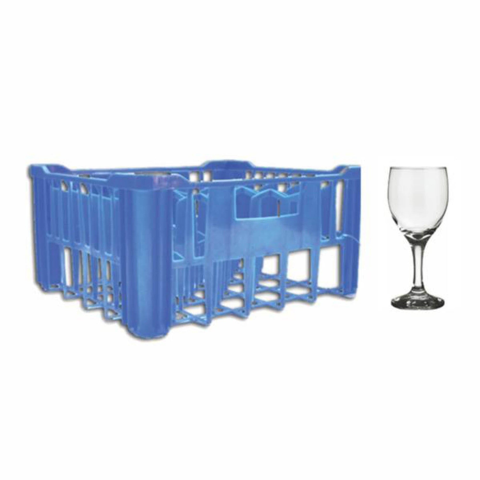 Regent Blue Glass Crate with 30x250ml Wine Glasses 27772