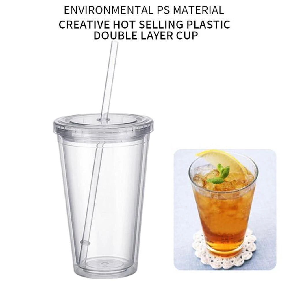 650ml Acrylic Double Wall Insulated Cup with Straw