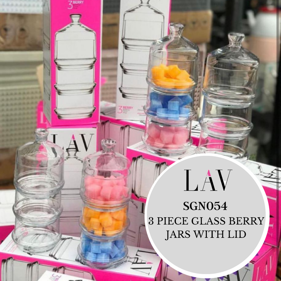 LAV 3 Tier Glass Dome Jar 765ml with base SGN054