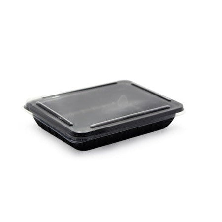 Sushi Lunch Meal Container Tray Black Small T360 with Clear Lid L565 10pack