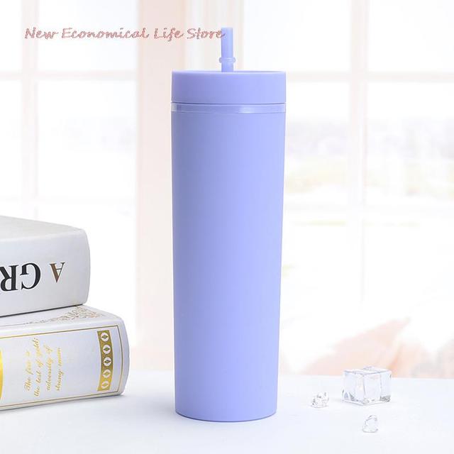473ml Skinny Drinking Tumbler Acrylic Reusable with Lid and Straw