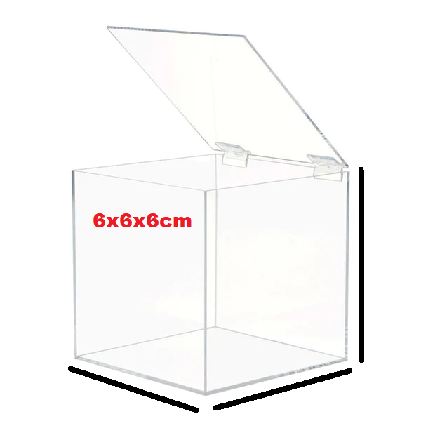 Acrylic Gift Box Square 6x6x6cm Super Transparent with Flip Lid