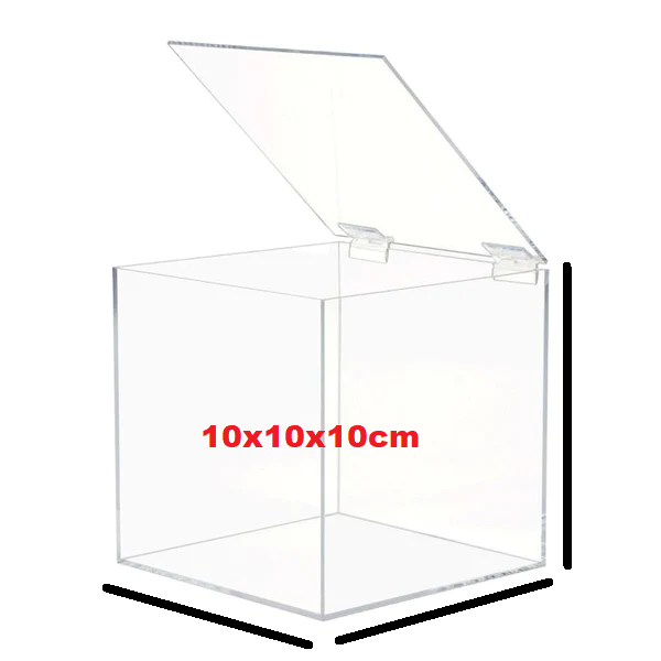 Acrylic Gift Box Square 10x10x10cm Super Transparent with Flip Lid