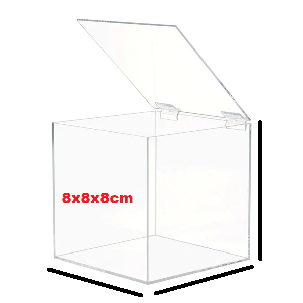 Acrylic Gift Box Square 8x8x8cm Super Transparent with Flip Lid