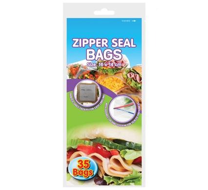 Disposable Zipper Seal Plastic Bags 16x14cm 35pack