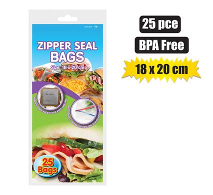 Disposable Zipper Seal Plastic Bags 18x20cm m 25pack