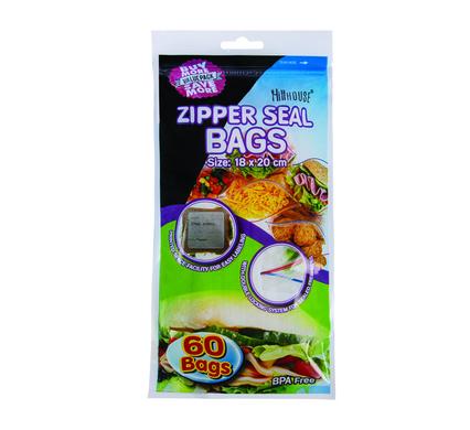 Plastic Disposable Zipper Seal Bags 18x20cm 60pack