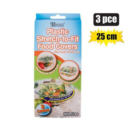 Plastic Stretch-to-fit Food Bowl Covers Plastic 3pc