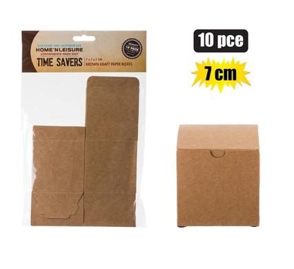Kraft Gift Party Treats Boxes 10pack Brown 7.5cm Square