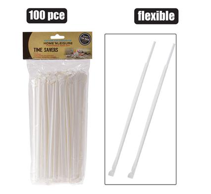 Time Savers Flexible Drinking Straws Wrapped 100pc