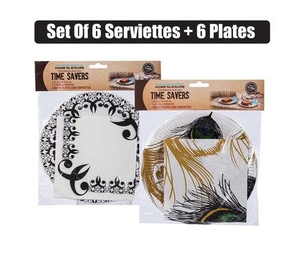 Time Savers Disposable Picnic Plates and Serviettes 6pack